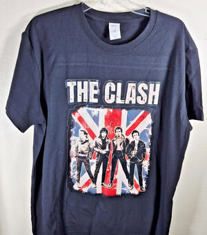 The Clash Union Jack Punk Band T-Shirt Retro Size X-Large Unisex Black l